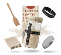 HeldenPilz® Kit Bocal Levain 600ml - Bocal Fermentation en Verre avec Couvercle Silicone, Spatule & Thermomètre | Kit Pain au Levain Maison | Qualité Allemande | Idéal Cadeau Boulangerie