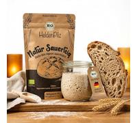 HeldenPilz Pâte à l'acide bio fraîche - Kit pour la cuisson du pain + cadeau - Faites vous-même du pain croustillant avec instructions et recettes (français non garanti) - Ingrédients 100 % naturels