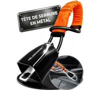 HELDENWERK® Étrier de Volant en Métal pour Voiture et Camping-car - Adaptable Universellement - Verrou de Volant avec Câble en Acier Épais - Dispositif Antivol avec 3 Clés de Sécurité (Orange)
