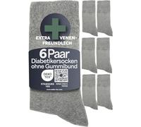 HELDENWERK Lot de 6 paires de chaussettes confortables pour homme et femme - Sans élastique ni coutures en 97 % coton - Chaussettes de santé extra larges avec bord confortable, Gris (lot de 6), 43-46
