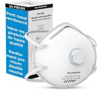 Heldenwerk Masque FFP1 CE CERTIFIÉ ajustable - masque de protection confortables, masque respiratoire, masque poussière pour bricolage, chantier et travaux - protection particules fines - lot de 20