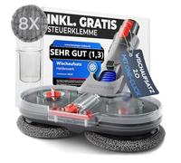 HELDENWERK Tête de balai pour aspirateur Dyson V6, accessoire Dyson, balai électrique, avec réservoir d'eau, réservoir de remplissage et 8 serpillères lavables