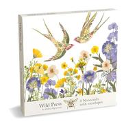 Helen Ahpornsiri Lot de 8 cartes de chacun des 2 motifs - Fleurs et oiseaux - Motif artistique Wild Press par Helen Ahpornsiri - Cartes générales pour anniversaire et autres occasions - Fabriquées au