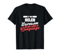 Helen Sarcasm Love Langue Dire drôle Helen Nom T-Shirt Graphique avec Valeur, Homme, Noir, S