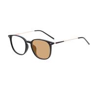 HELES Lunettes de lecture rétro à monture complète Photochromique Marron Simple Vision extérieure VU400 Lecteurs pour homme et femme, Noir et doré, +1.50 Strength