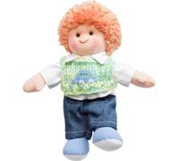 Heless 101 - Poupée en tissu garçon Felix avec jeans, chemise à rayures et écharpe, poupée molle de 15 cm env. pour câliner, jouer et aimer