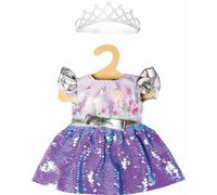 Heless 1131-Robe pour poupées Design fée et Licorne, avec Paillettes réversibles et Couronne argentée, Taille 28-35, 10204919, Multicolore