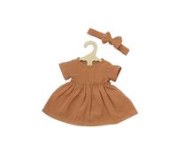 Heless 1425 - Vêtements de poupée 100% Coton Bio, Set de 2 pièces avec Robe et Bandeau de Cheveux en Caramel pour poupées et Peluches de 28 à 35 cm