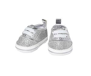 Heless 147 Baskets pour poupée à Paillettes Argenté Taille 38-45 cm Chaussures Chic Effet wow pour Les Occasions spéciales