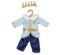 Heless 1685 Tenue de poupée Prince Luka Bleu et doré avec Couronne et col en Peluche pour poupée de 28-35 cm