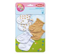 Heless 1711 - Lot de 3 Paires de Chaussettes à Paillettes pour poupées, en Blanc, Or et Argent, Taille 28 à 35