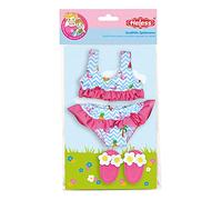 Heless 199 Ensemble de Natation pour poupée 3 pièces Bikini avec Chaussons Flamant Rose Taille 28-35 cm pour se Baigner Pendant Les Chaudes journées d'été