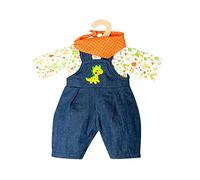 Heless Ensemble 3 pièces pour poupée 2115 Dino - Salopette, T-shirt, Foulard 35-45 cm