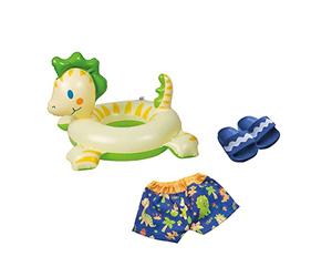 Heless 22 - Kit de Natation pour poupées Dino 3 pièces avec Pantalon de Bain, Gant de Bain et Anneau de Natation Taille env. 35 à 45 cm