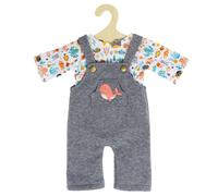 Heless 2215 Doll Clothes in Whale Bobby Design, 2-Piece Set with Grey Dungarees