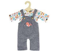 Heless Vêtements de poupée 2215 Wal Bobby – Set 2 pièces Salopette grise & T‑shirt imprimé 35–45 cm