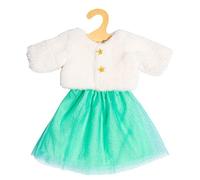 Heless 2370 - Vêtements de poupées Yuki, Set de 2 pièces en Blanc et Turquoise, avec Veste et Jupe en Tulle Scintillant pour poupées et Animaux en Peluche de 35-45 cm