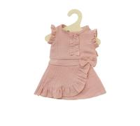 Heless 2423 - Vêtements de poupée 100% Coton Bio, Set de 2 pièces avec Jupe Portefeuille et Top à Volants en Rose pour poupées et Peluches de 35 à 45 cm