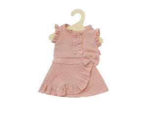 Heless 2423 - Vêtements de poupée 100% Coton Bio, Set de 2 pièces avec Jupe Portefeuille et Top à Volants en Rose pour poupées et Peluches de 35 à 45 cm