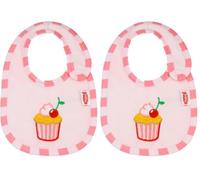 Heless 255 - Accessoires pour poupées Bavoir Emily's Cupcake, en Rose et brodé, Convient aux poupées et aux doudous de Toutes Tailles (Lot de 2)