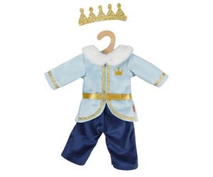 Heless 2685 - Tenue de poupée « Prince Luka » en Bleu et Or, avec Couronne et col en Peluche, pour poupées de 35 à 45 cm