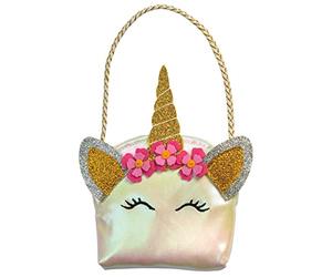 Heless 290 - Accessoires pour poupées au Design Licorne, Sac à Main avec Oreilles Scintillantes, Corne et Application de Fleurs pour poupées et Animaux en Peluche de 35-45 cm
