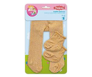 Heless 4761 - Collants avec Chaussettes pour poupées Doré Taille 28-35 cm