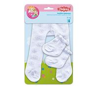 Heless 4781 - Collants avec Chaussettes pour poupée, Blanc avec Cristaux de Glace argentés, Taille 28-35 cm
