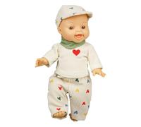 Heless 54036 - Ensemble de poupée avec poupée garçon Gordi et Tenue composée d'un Pantalon en Velours côtelé « Herzkonfetti », d'un t-Shirt et d'un Foulard Vert, Taille env. 34 cm