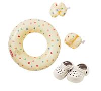 Heless 550 - Set de Natation pour poupée en Beige cœur Confetti, avec bouée, brassards et Sabots, pour poupées et Animaux en Peluche de 35-45 cm