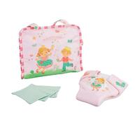 Heless 560 - Accessoires pour poupées Sac à Langer ''Princesse Emily'', en Rose, avec poignée de Transport, Couches en Tissu et 3 mouchoirs de Gaze
