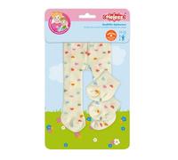 Heless 5771 - Collants de poupée avec Chaussettes ''confettis de cœur'', en Beige et avec des cœurs Multicolores, pour poupées et Peluches de 28 à 35 cm