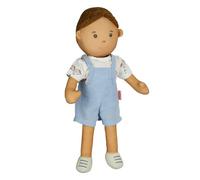 Heless 59 - Poupée en Tissu garçon Noah avec Salopette Bleue et t-Shirt à Enfiler et à enlever, poupée Molle d'env. 32 cm pour câliner, Jouer et Aimer