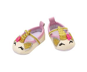 Heless 7491 Ballerines Licorne pour poupées et Peluches Rose/Blanc avec Paillettes argentées et dorées Taille 30 à 34 cm