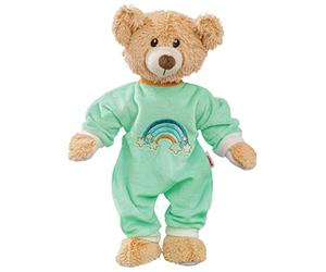 Heless 8 - Doudou Teddy Dreamy avec grenouillère en Velours Doux Couleur Menthe, Ourson d'env. 22 cm à Habiller et à déshabiller, à Aimer et comme Compagnon de Jeu