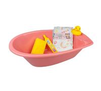 Heless 919 - Set de Baignoire pour poupée en Rose, avec éponge, Canard, thermomètre et Grande Couche, Dimensions env. 41 x 23 x 13 cm