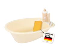 Heless 921 - Kit de Baignoire pour poupée avec Accessoires | Beige - Dimensions : 41 x 23 x 13 cm - Pour les enfants à partir de 36 mois