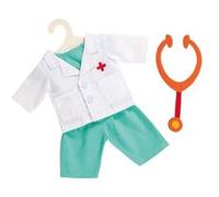 Heless ensemble de vêtements de poupée médecin avec stéthoscope 4 pièces 28-35 cm Blanc G