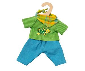 Heless Idena 2721 Ensemble de vêtements pour poupée Issue du Commerce équitable 3 pièces avec Pantalon, t-Shirt et Foulard Taille 35-45 cm