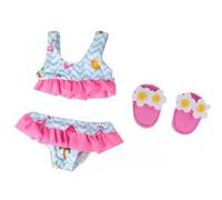 Heless Ensemble de natation pour poupée 199 – Bikini 3 pièces avec chaussons flamant rose 28-35 cm