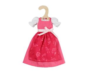 Heless Time2Shine 8111 - Robe Traditionnelle Dirndl « Pinky », en Rose et Blanc, avec Tablier et Ceinture à nœuds, pour poupées de Mode de 29 cm