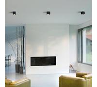 Helestra Dora Plafonnier LED, noir mat - carré Ce luminaire comporte des modules à LED prémontés de classes énergétiques A A++, A+, A