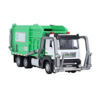 HELEVIA 1:32 Jouet de Camion à Ordures avec Benne à Ordures 4 Bacs Poubelles Sons Légers Alimentés par Friction, Modèle de Véhicule de Déchets, pour L'expérience de Jeu de Gestion