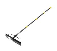 HELEVIA 16 Dents Râteau de Jardin, Râteau d'arc Multifonctionnel en Métal Heavy Duty, pour Niveler Les Mauvaises Herbes de Nettoyage du Sol
