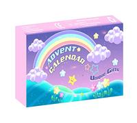 HELEVIA 24 Pièces Calendrier de Compte à Rebours de Noël Accessoires pour Cheveux pour Enfants avec Bracelets de Pinces à Cheveux de Dessin animé, Calendrier de Avènement de Noël