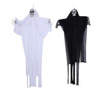 HELEVIA 2pcs Slow Skeleton Ghosts Halloween Decorations, Halloween Flying Skull Flying Ghosts, pour Porche de Cour Partage D'entrée Haunted House House Blanc Blanc