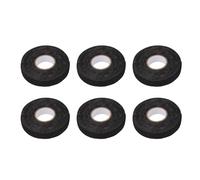 HELEVIA 6 Pièces Ruban en Tissu Noir Amortisseur de Bruit Résistant à la Chaleur Absorbant les Chocs Résistant à L'usure Ignifuge 19mm X 25m Ruban D'emballage de Faisceau de Câbles pour