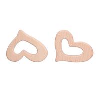 HELEVIA Anneau de Dentition en Bois pour bébé, Pendentif en Bois de Hêtre Poli en Forme de Cœur pour Collier, Bracelet, Hochet, avec Lisse Naturelle