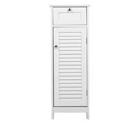 HELEVIA Armoire de Rangement de Salle de Bain, Armoire de Sol étroite Autoportante Mince avec Porte à Volet de Tiroir, pour Entrée de Chambre à Coucher 12,6x11,8x34,3 Pouces (Blanc)