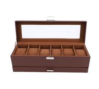 HELEVIA Boîte à Montres en Cuir pour Hommes, Vitrine de Montre à 6 Fentes et 2 Couches, pour Stockage de Collection de Bijoux de Montres Marron
